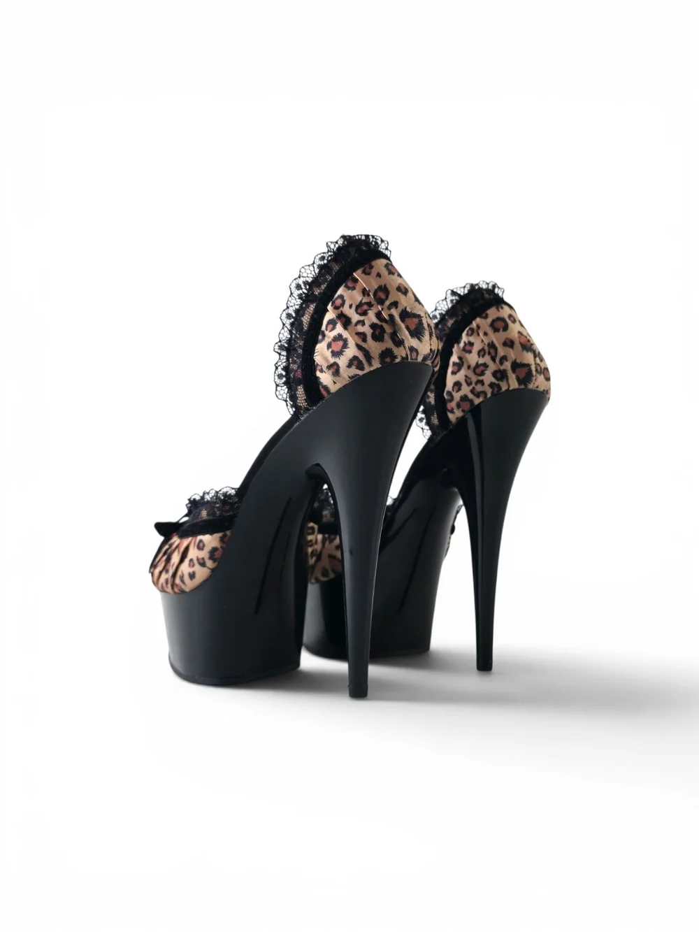 Pleaser Leopard Print Lace Trim Platform Pumps 8
